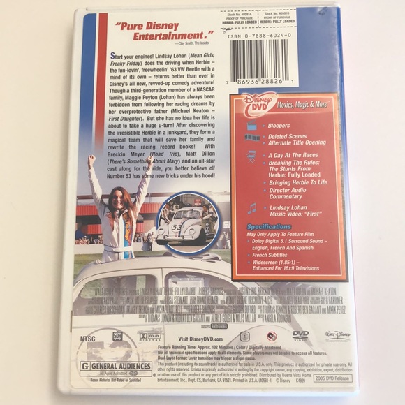 Media Herbie Fully Loaded Dvd Poshmark
